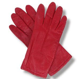Vintage Fownes Red Leather Driving Gloves Size 8 Perforated Colorful Fall